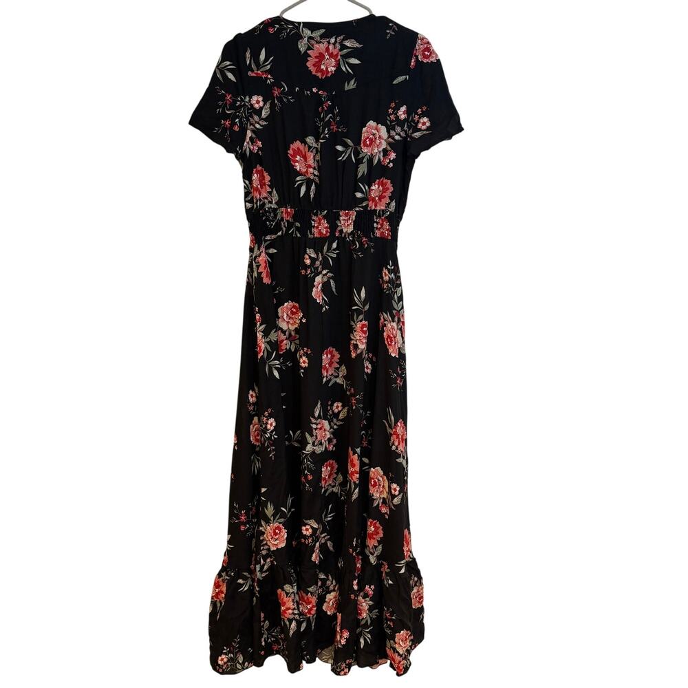 Rusttydustty Floral Boho Maxi Dress‎ Black Button Front XL Cottagecore Romantic - Picture 7 of 11